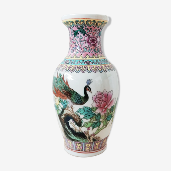 Vase chinois décor d'un paon