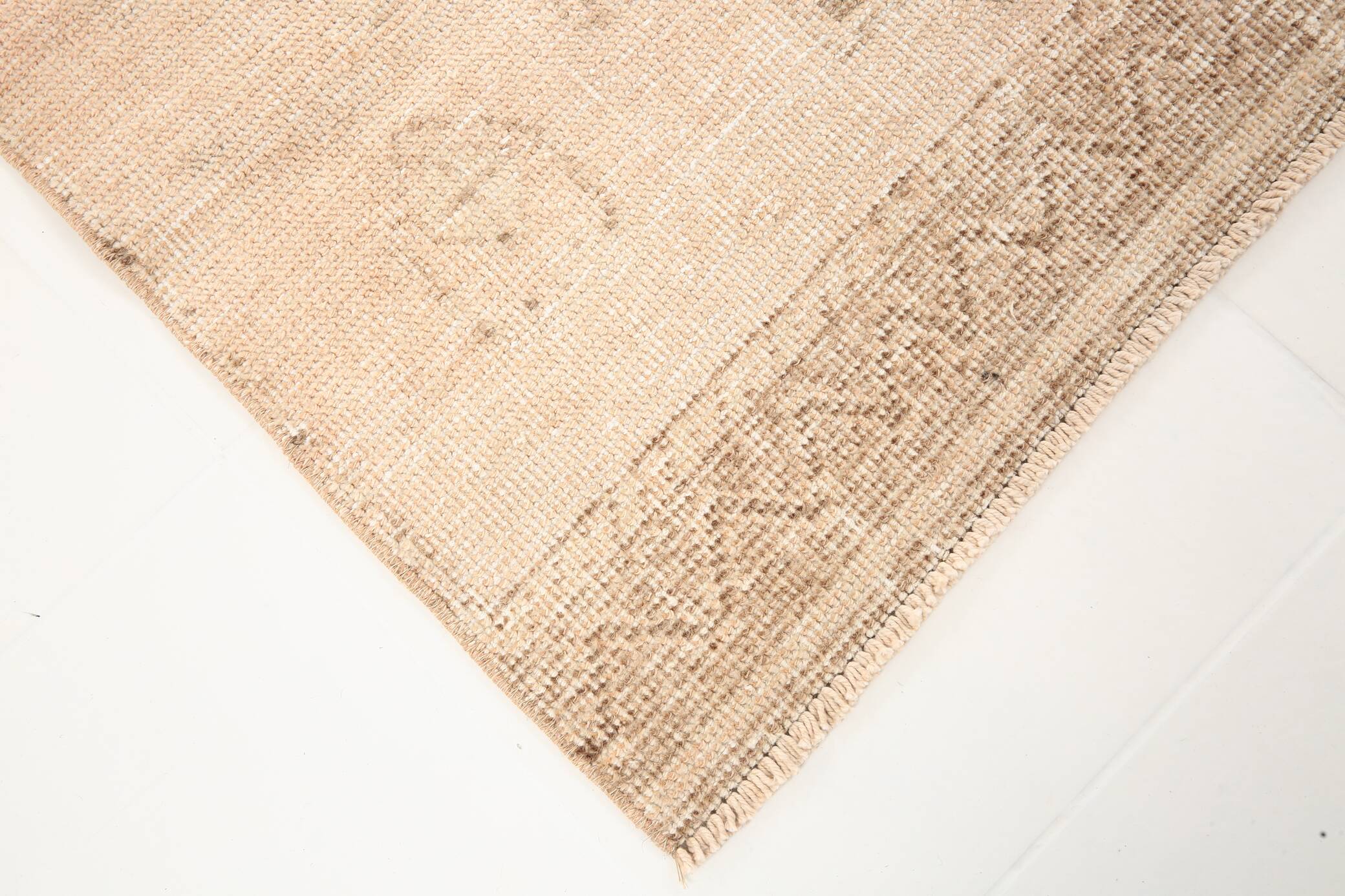 3x12 Beige & Brown Antique Turkish Runner Rug, 90x382Cm