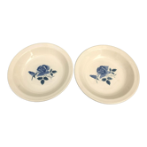 Set of 2 round dishes Sarreguemines Digoin France number 4 with blue pink floral decoration.