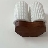 Vintage modernist teak and opaline wall lamp, Netherlands 1960s