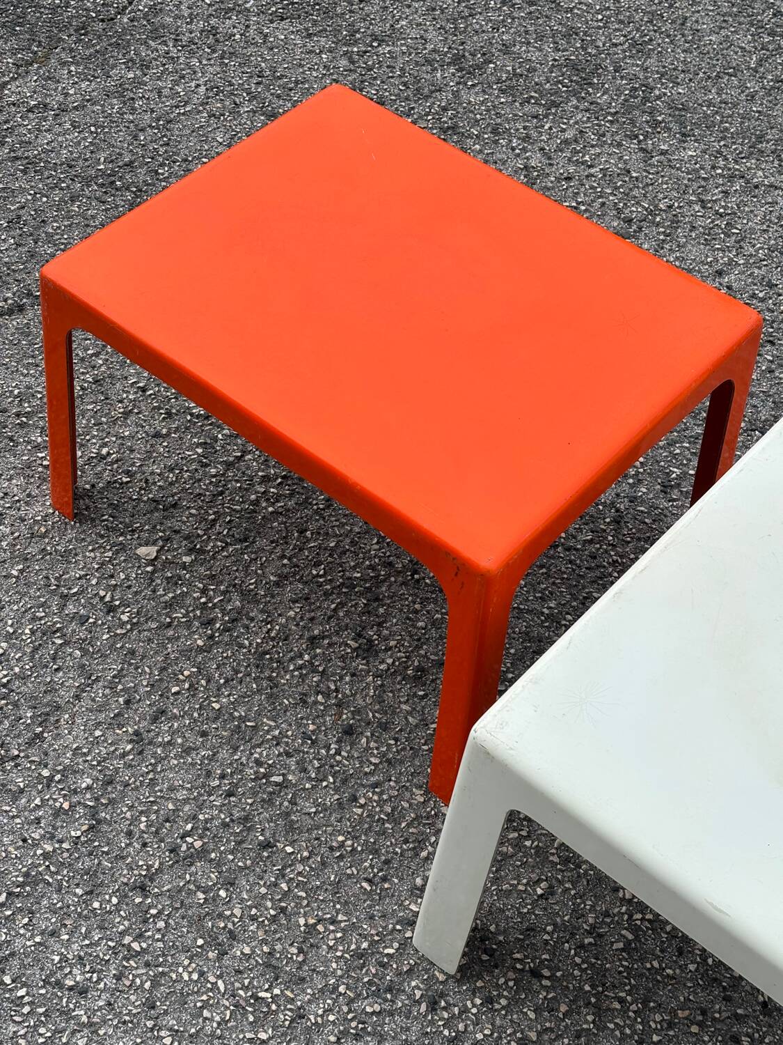 Pair of Space Age fiberglass coffee tables, Circa 1970