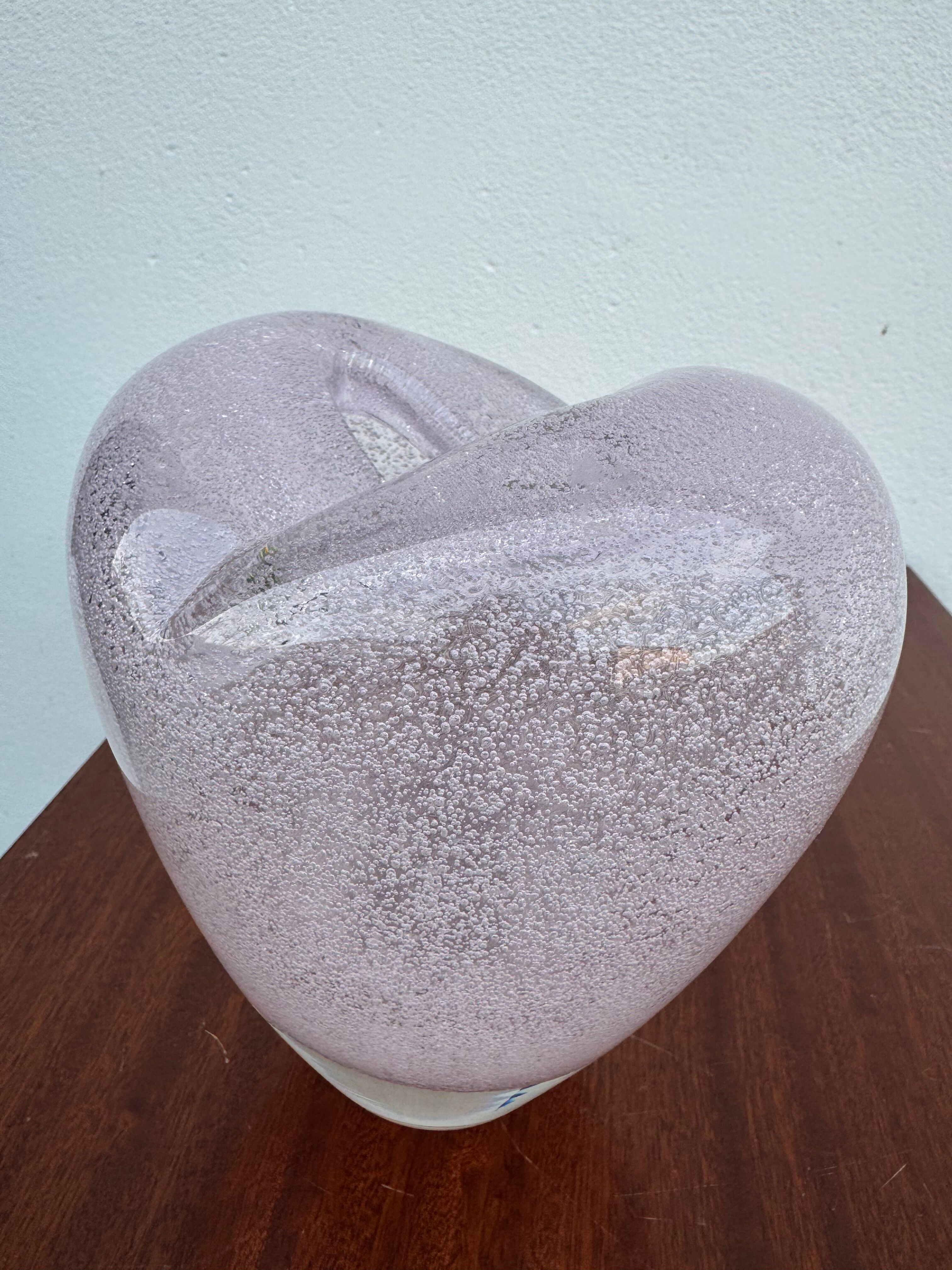 Heart-shaped bubble glass vase from the 1960s.