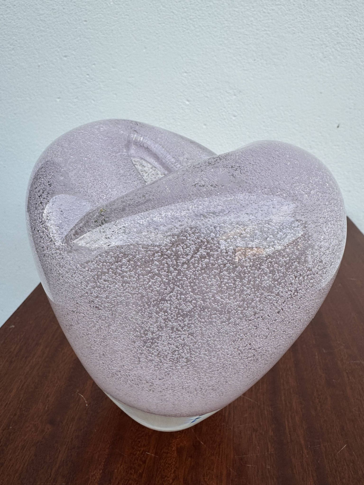 Heart-shaped bubble glass vase from the 1960s.