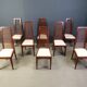 Ensemble de 8 chaises de salle à manger italiennes à dossier haut, années 1980