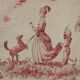 Paravent quatre vantaux toile de jouy