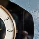 Vintage formica clock silent wall clock "Junghans golden black"