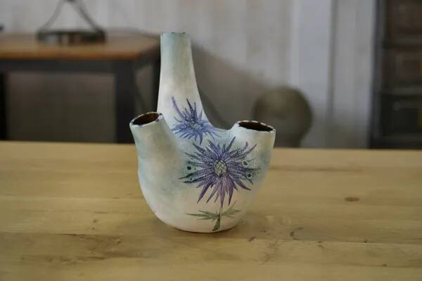 Vase en céramique par Marie-Madeleine Jolly modèle « Chardon » 1940’s