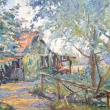 Impressionist oil painting on cardboard signed MAZARD - Barbizon school