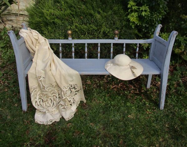 Banc anglais bois de chêne 3 places XIX