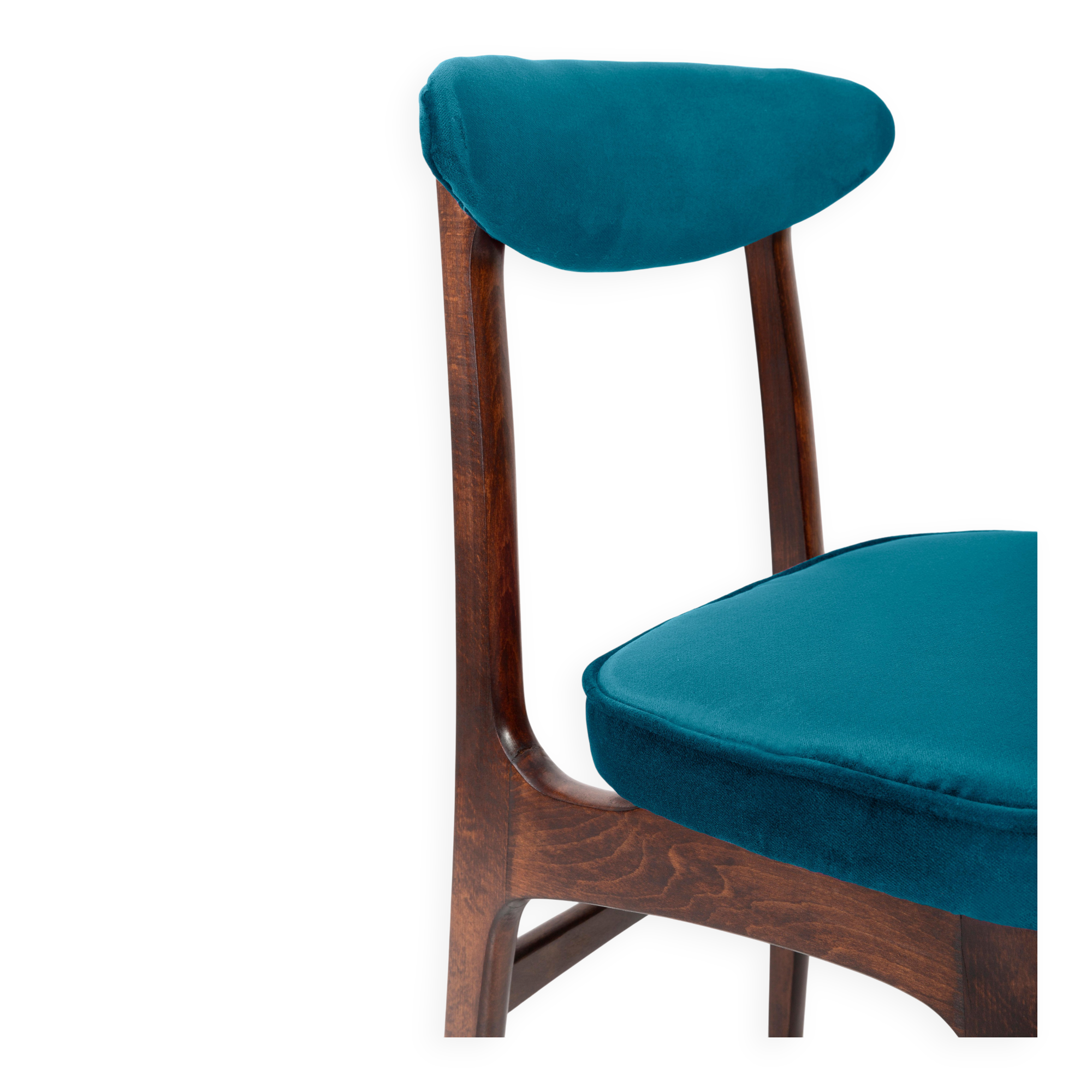 Chaise vintage en velours bleu pétrole conçue par Rajmund Hałas, Europe, années 1960
