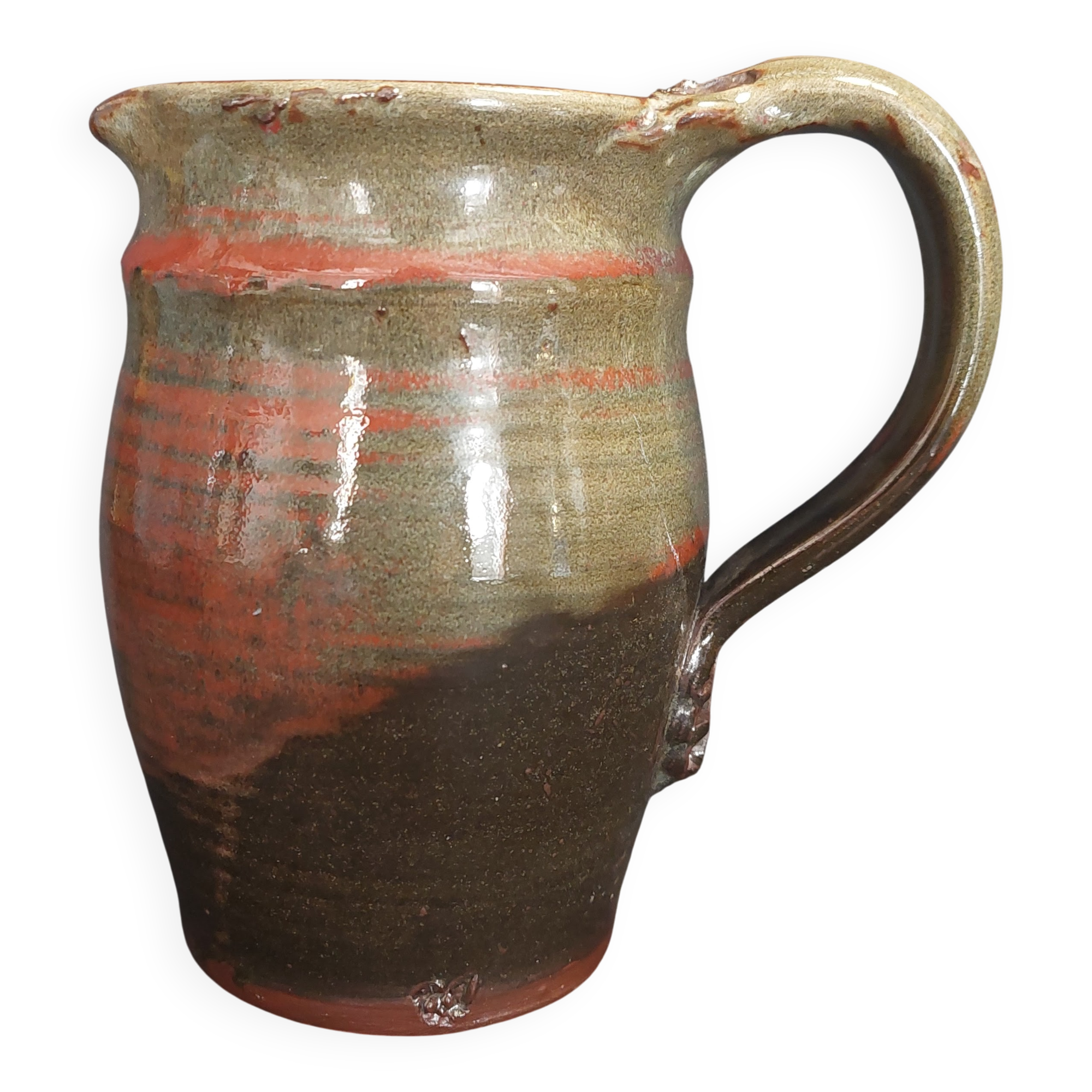 Ceramic pitcher from the 20th century with a signature to identify.