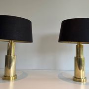 Pair of modernist brass lamps