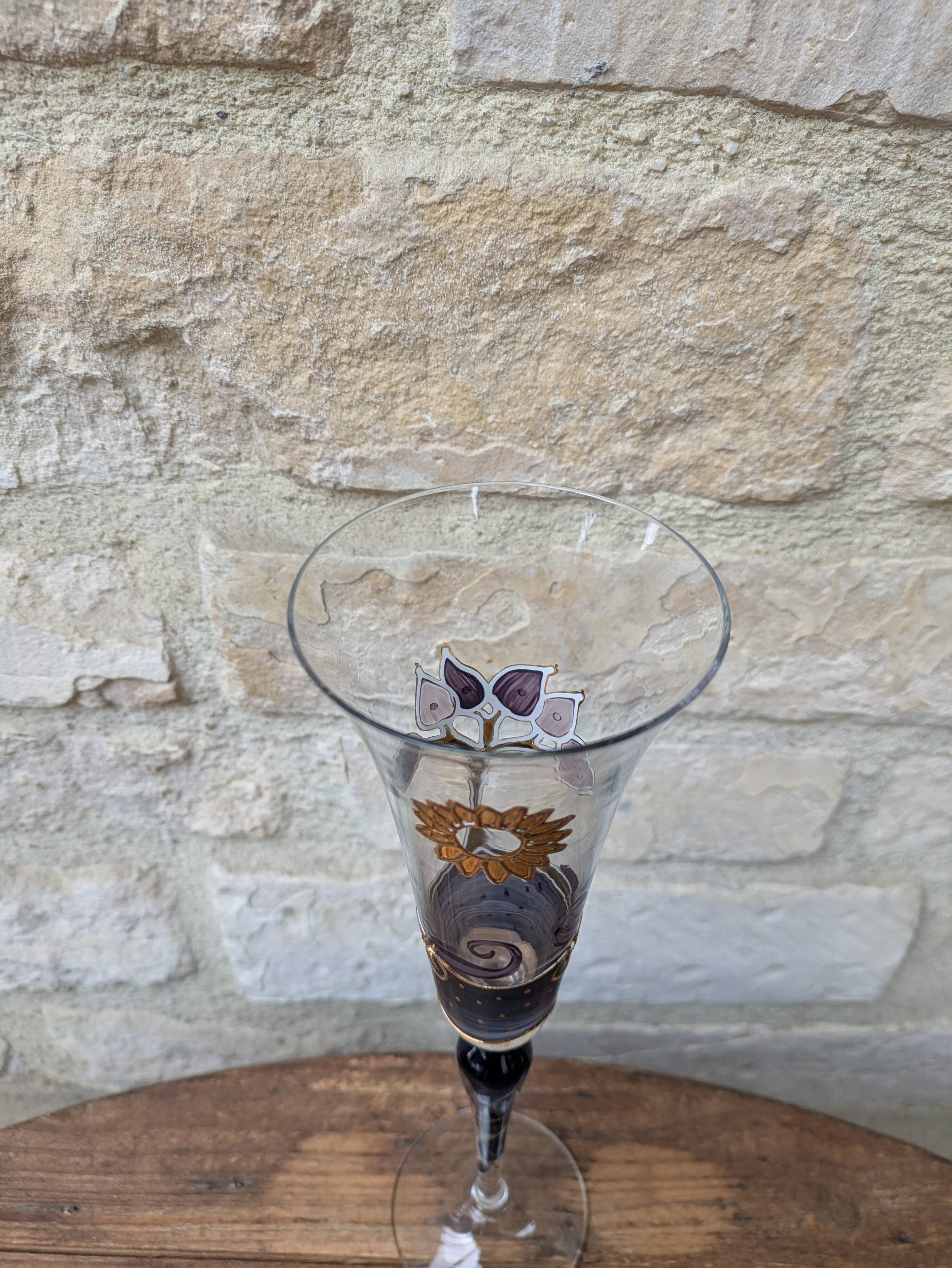 Champagne flute Paul Nagel collection Rêveries model Nocturne hand-painted