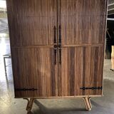 Vintage wooden wardrobe in the style of Adrien Audoux & Frida Minet