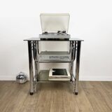 Chrome and smoked glass serving trolley from the 70s