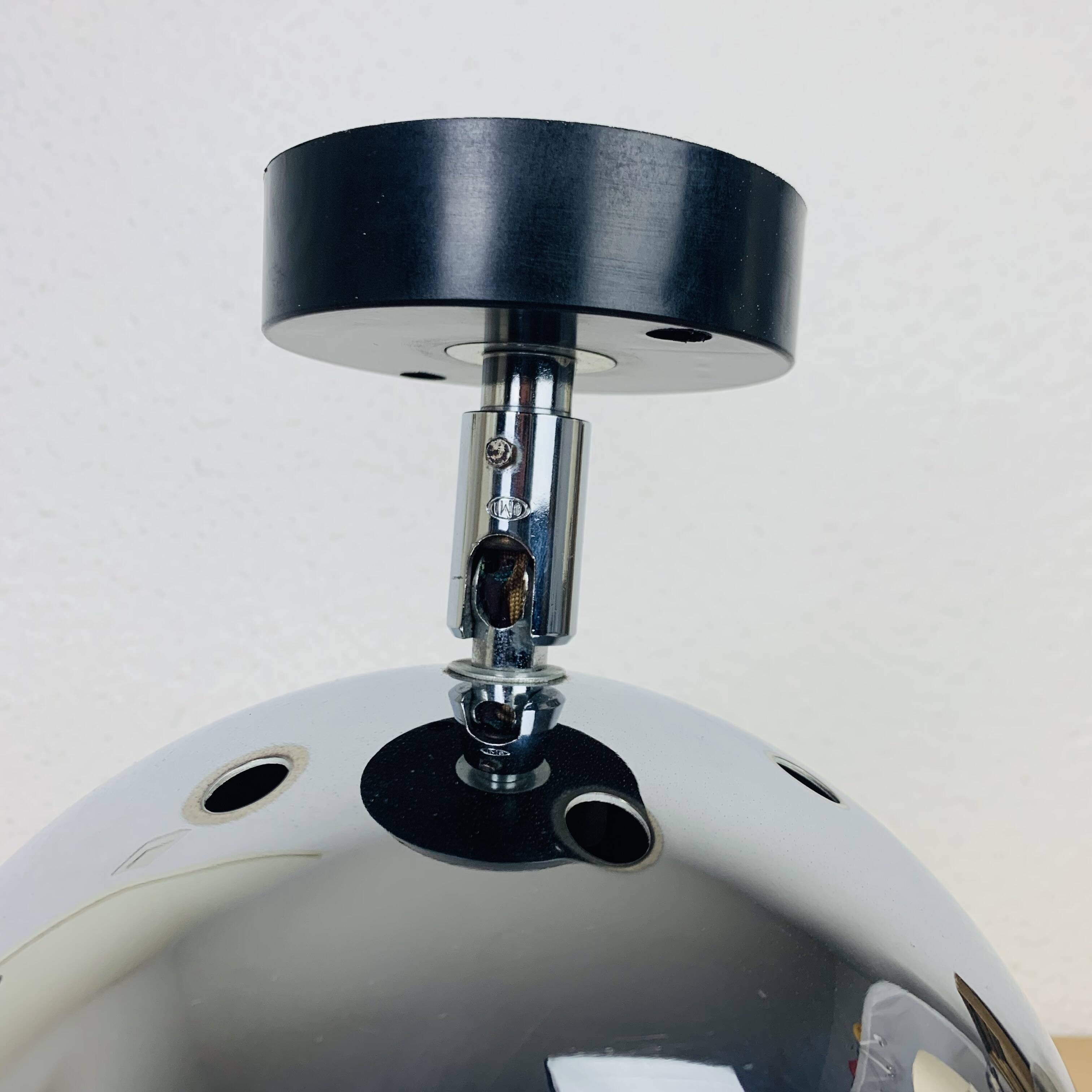 Chrome eyeball spot ceiling light Erco, 1970s