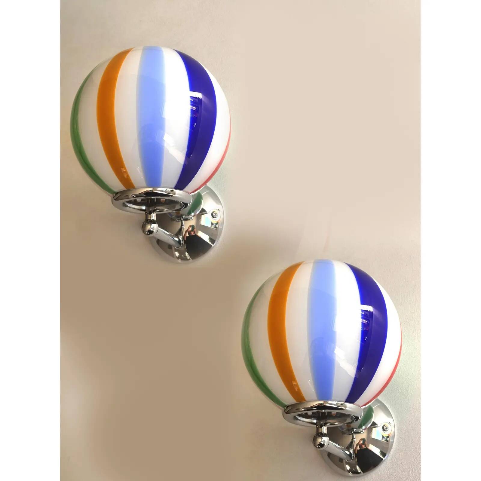 Modern Multicolor Murano Glass “Rods” Wall Lamps – Pair