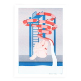 The Toboggan Woman, A4 Risograph, Signed Art Print