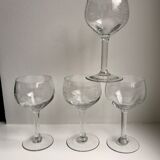 Set of 4 crystal wine glasses engraved 50-60s