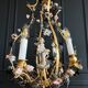 Napoleon III period cage chandelier in bronze and porcelain