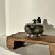 Small teapot, pewter coffee pot flattened oval shape