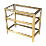 Table d'appoint étagère design en métal doré des années 80