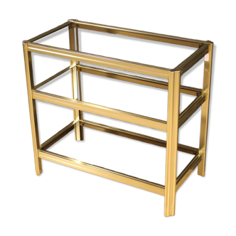 Design etagere side table in gilded metal from the 80s