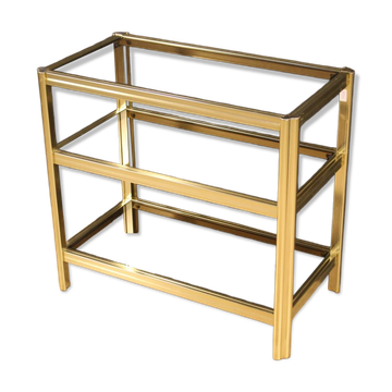 Table d'appoint étagère design en métal doré des années 80