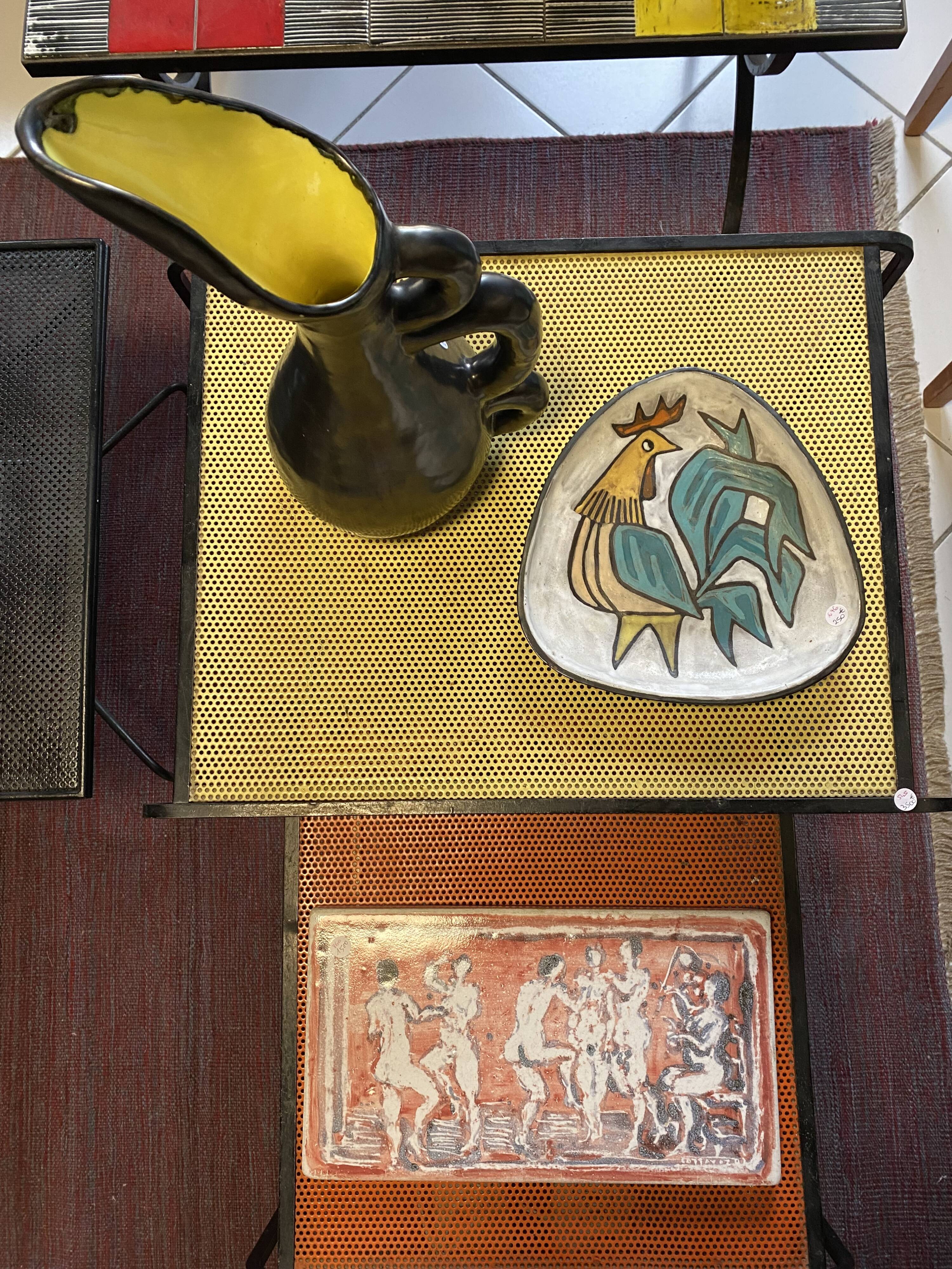 Rooster ceramic cup signed Manoy