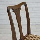 1930s, set of 6 Danish chairs, furniture velour, oak wood, reupholstered.