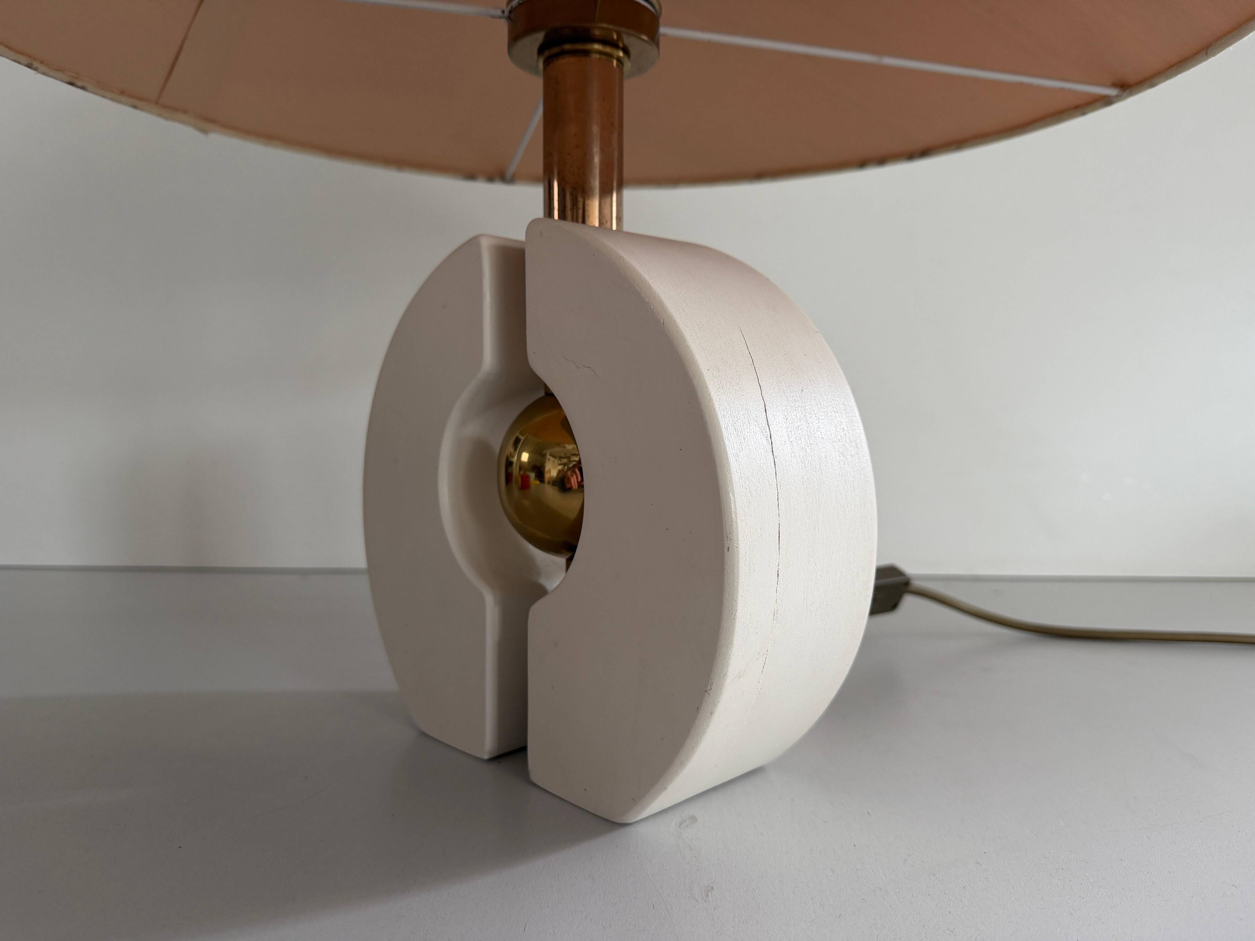 Wooden table lamp with fabric shade by Schröder & Co. Leuchten, 1960, Germany.