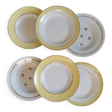 Vintage mismatched yellow and gold soup plates