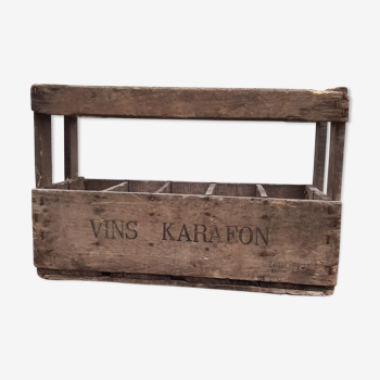 Ancien casier bois porte bouteilles marque karafon