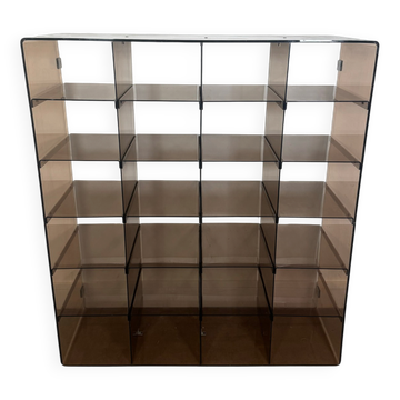 Étagère - bibliothèque 24 cases plexiglas fumé Michel Dumas
