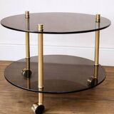 Table desserte laiton et verre-roulettes — style Art Déco