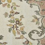 6x10 Beige & Green Geometric Pattern Anatolian Vintage Rug, 185x296 Cm