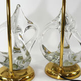 Lampes vintage françaises en cristal et laiton