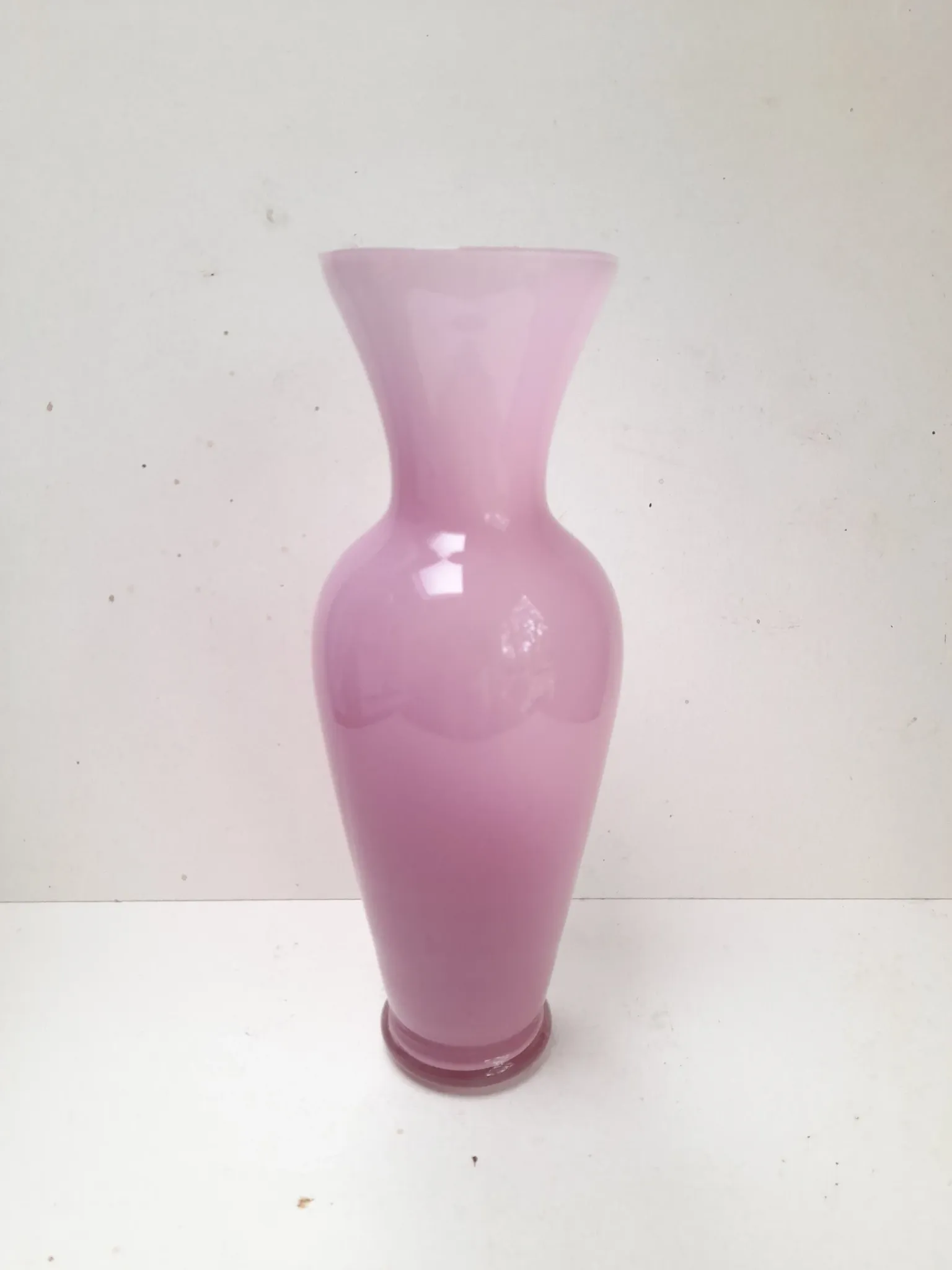 Large pink opaline vase made in Italy