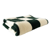 Handmade knitted wool vichy blanket