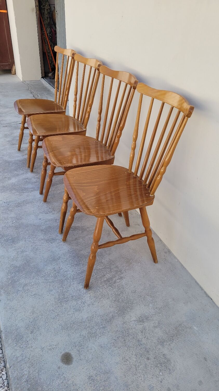 Series of 4 bistro chairs signed Baumann tacoma model 1950 vintage