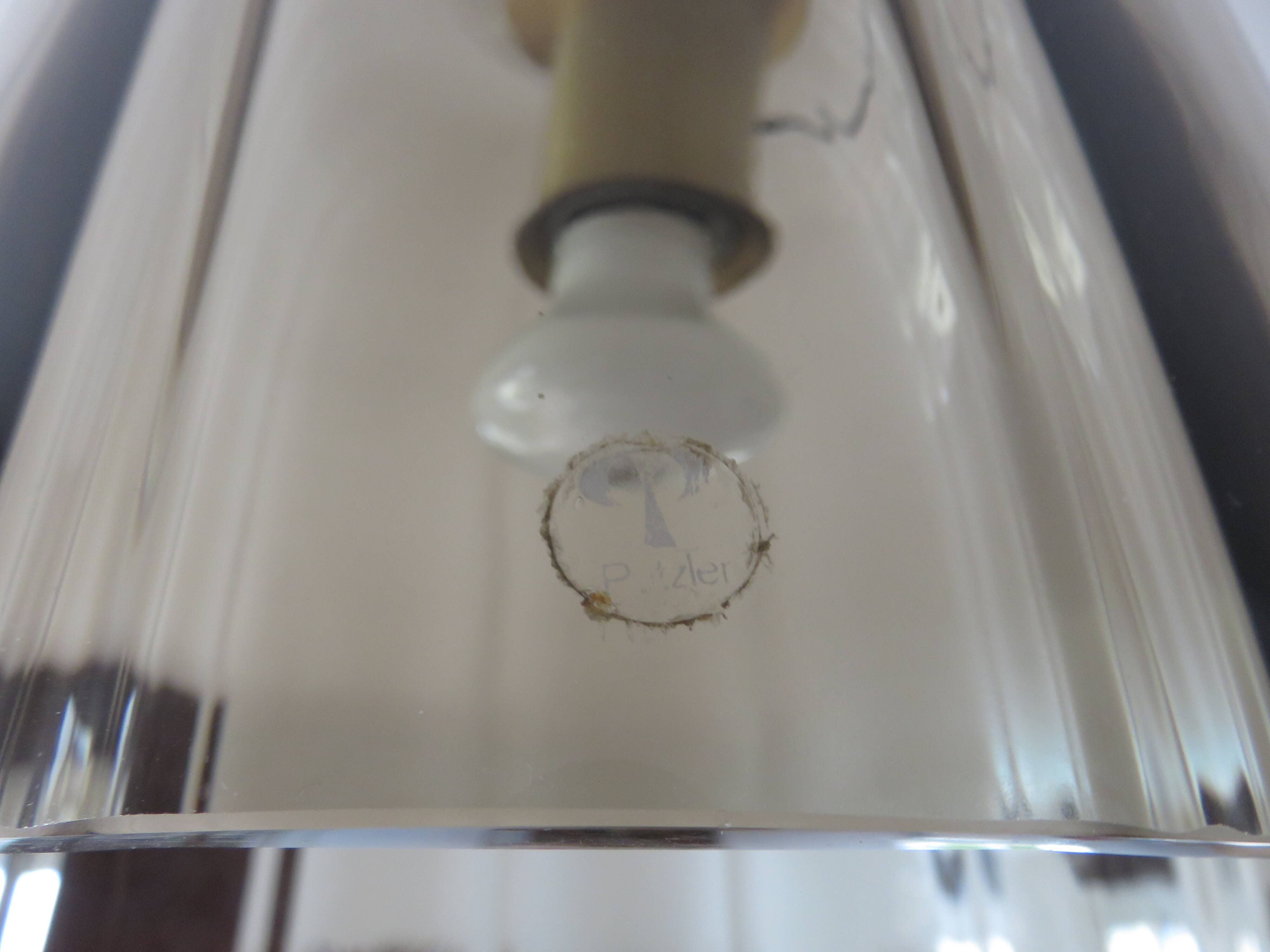 PEILL & PUTZLER pendant light in smoked glass and brass from the 70s