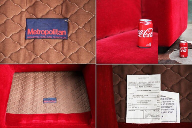 Post-modern red chaise longue by Metropolitan of San Francisco