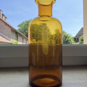 Amber glass vase bottle