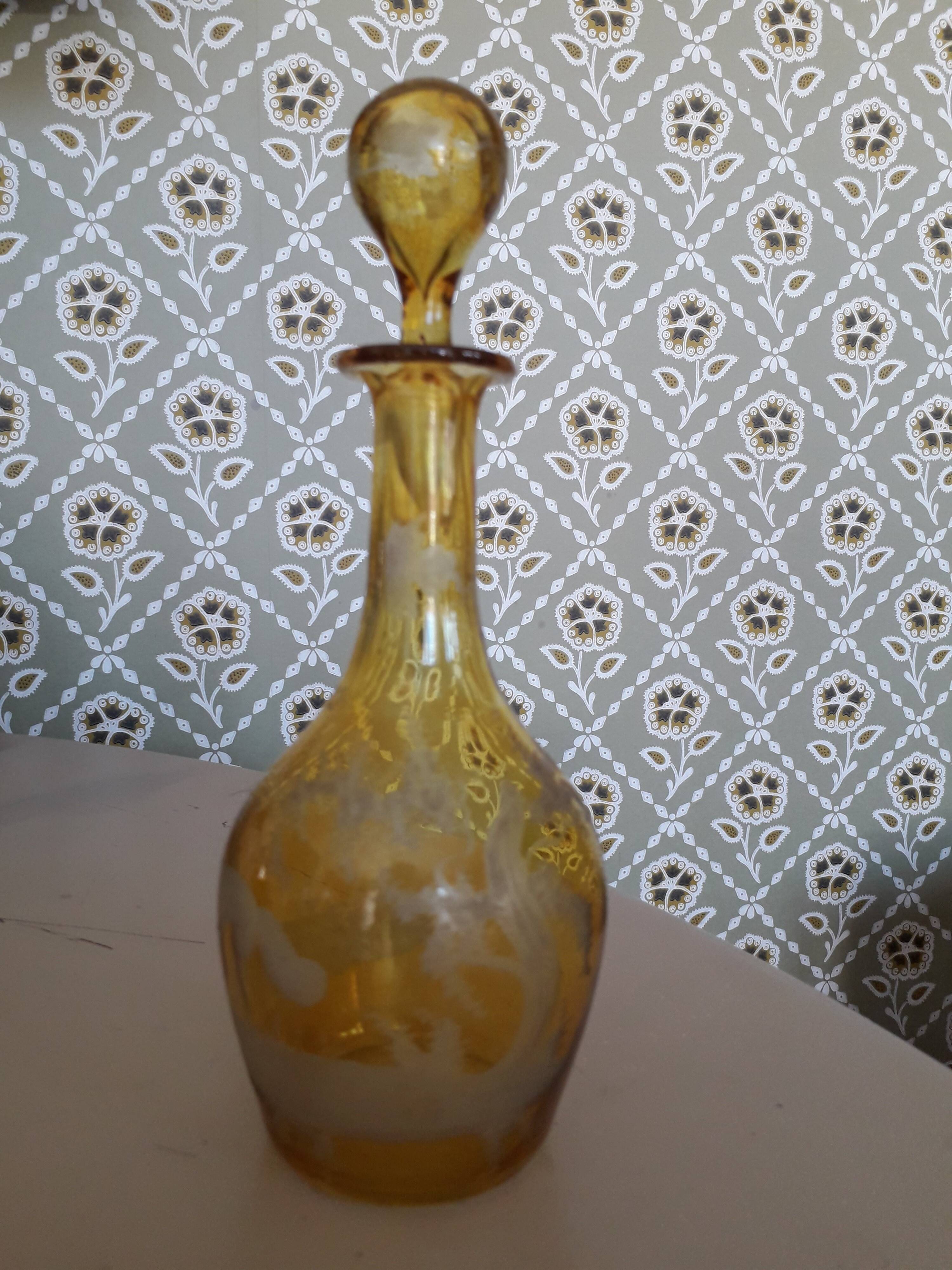1900 glass carafe with refined decor