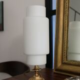 Vintage gold metal opaline lamp