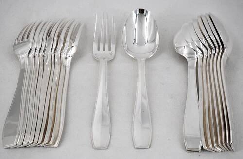 Christofle Atlas model, 10 dessert cutlery sets, 20 pieces, Art Deco, 17.8 cm