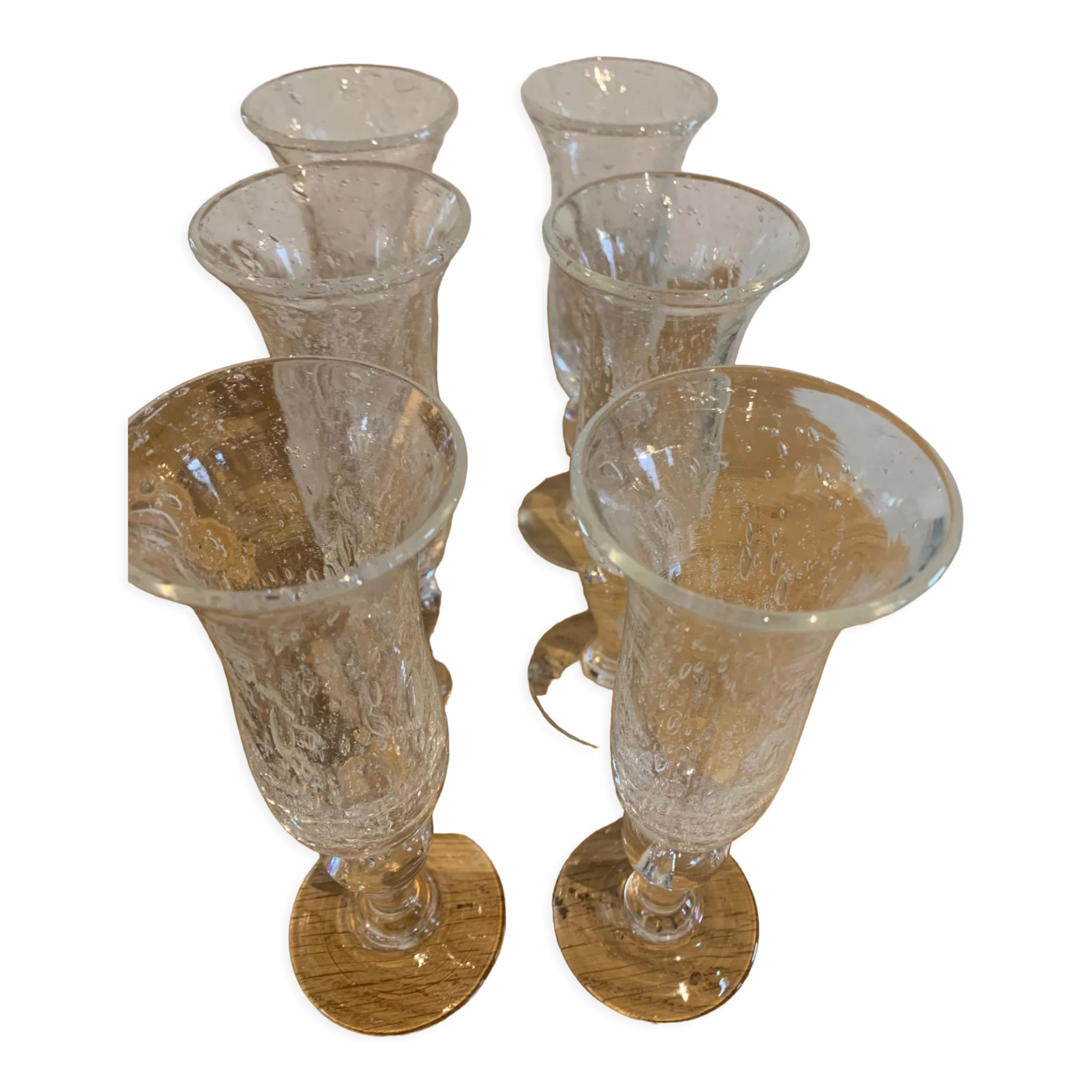 Lot de 6 flûtes en verre bullé