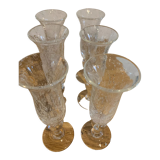 Set of 6 bubbled glass flutes