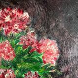 Painting painting bouquet of red peony flowers