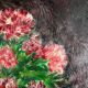 Painting painting bouquet of red peony flowers